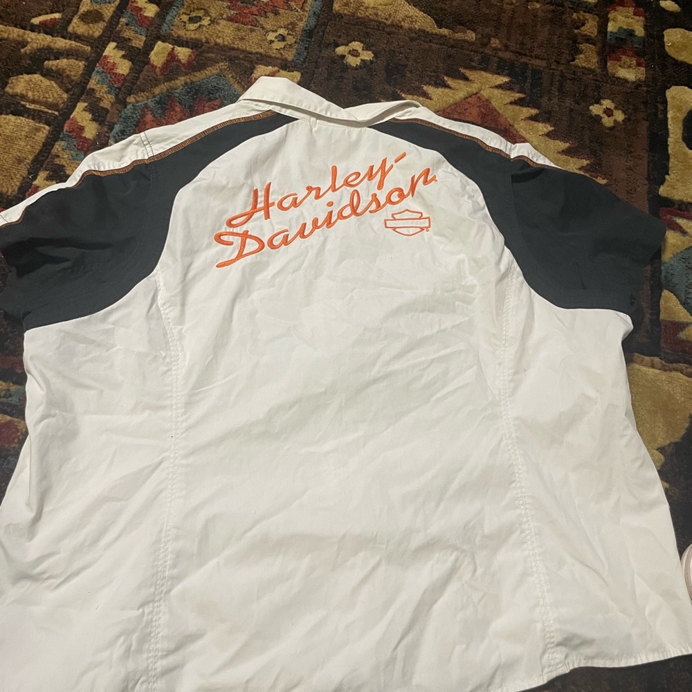 Harley-Davidson White and Black Jacket with Orange Logo